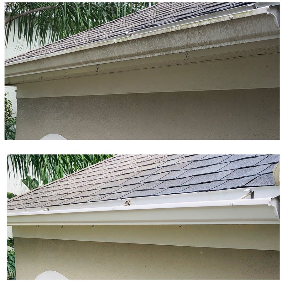 Before and after gutter cleaning lake nona fl